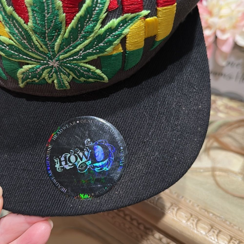 HowD Jamaican KUSH Marijuana Leaf Front Back Embroidery Snapback Cap Hat Unisex - Picture 14 of 15